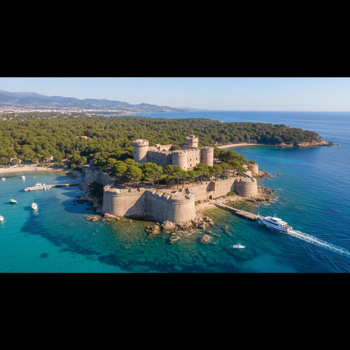 Kayakiste accostant sur une crique de l'île Sainte-Marguerite avec eau cristalline
