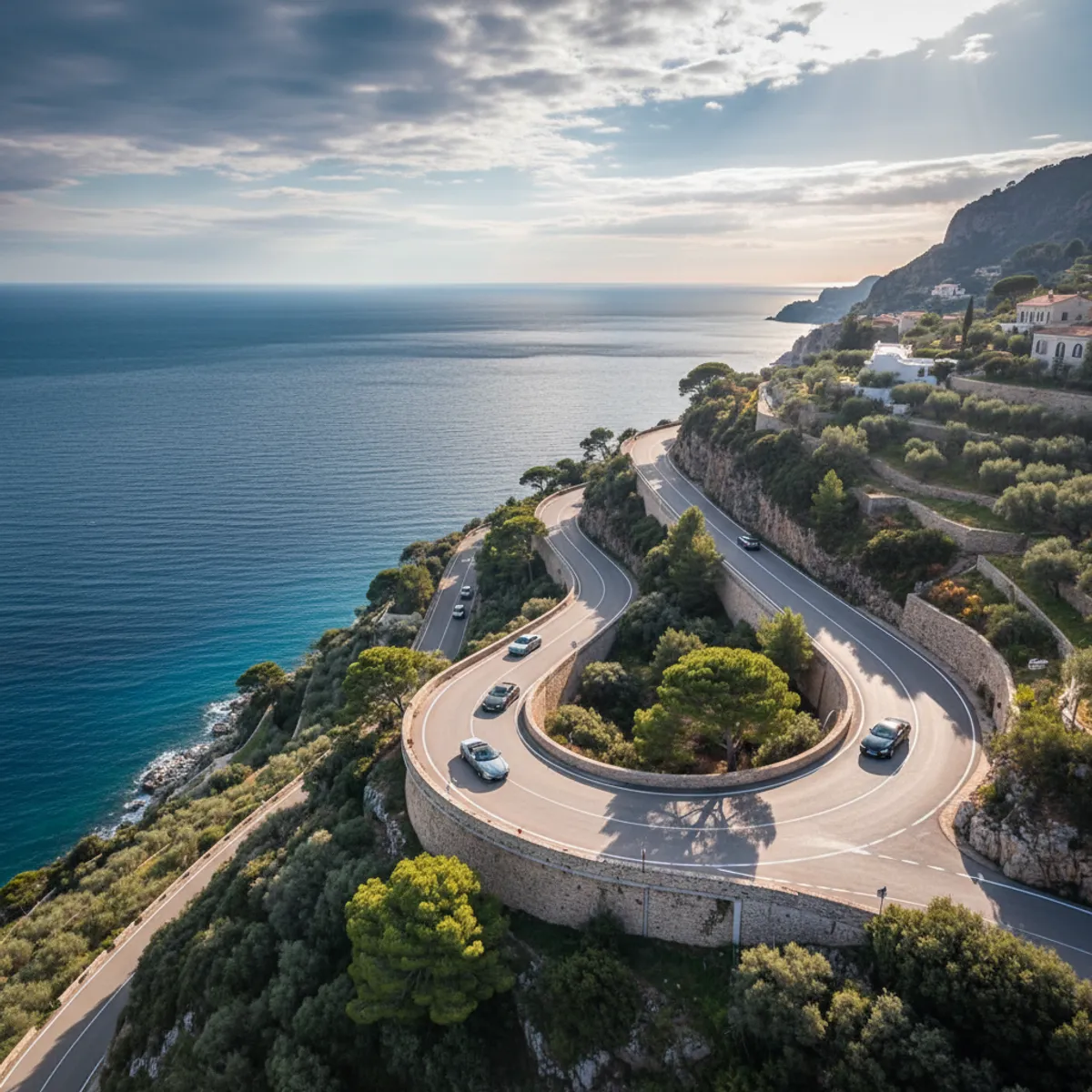 Route de la Grande Corniche vue panoramique mer Méditerranée Côte d'Azur